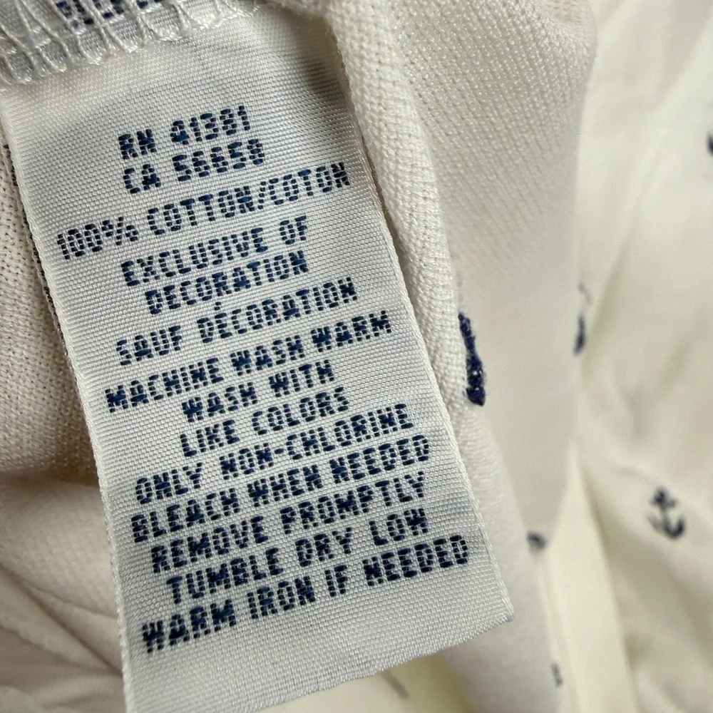 Ralph‎ Lauren Polo Shirt Mens XXL White Anchor Print Knit Oxford Short Sleeve